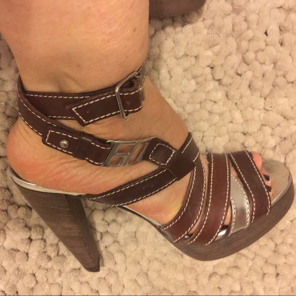 Sexy Miss Sixty Leather Wrap Logo Sandals - Picture 3 of 5